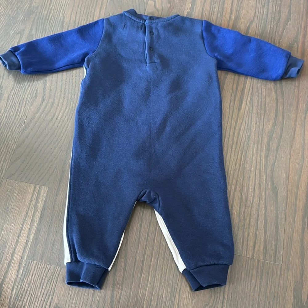 Ralph Lauren Polo Bear Fleece Coverall 6M Blue & White